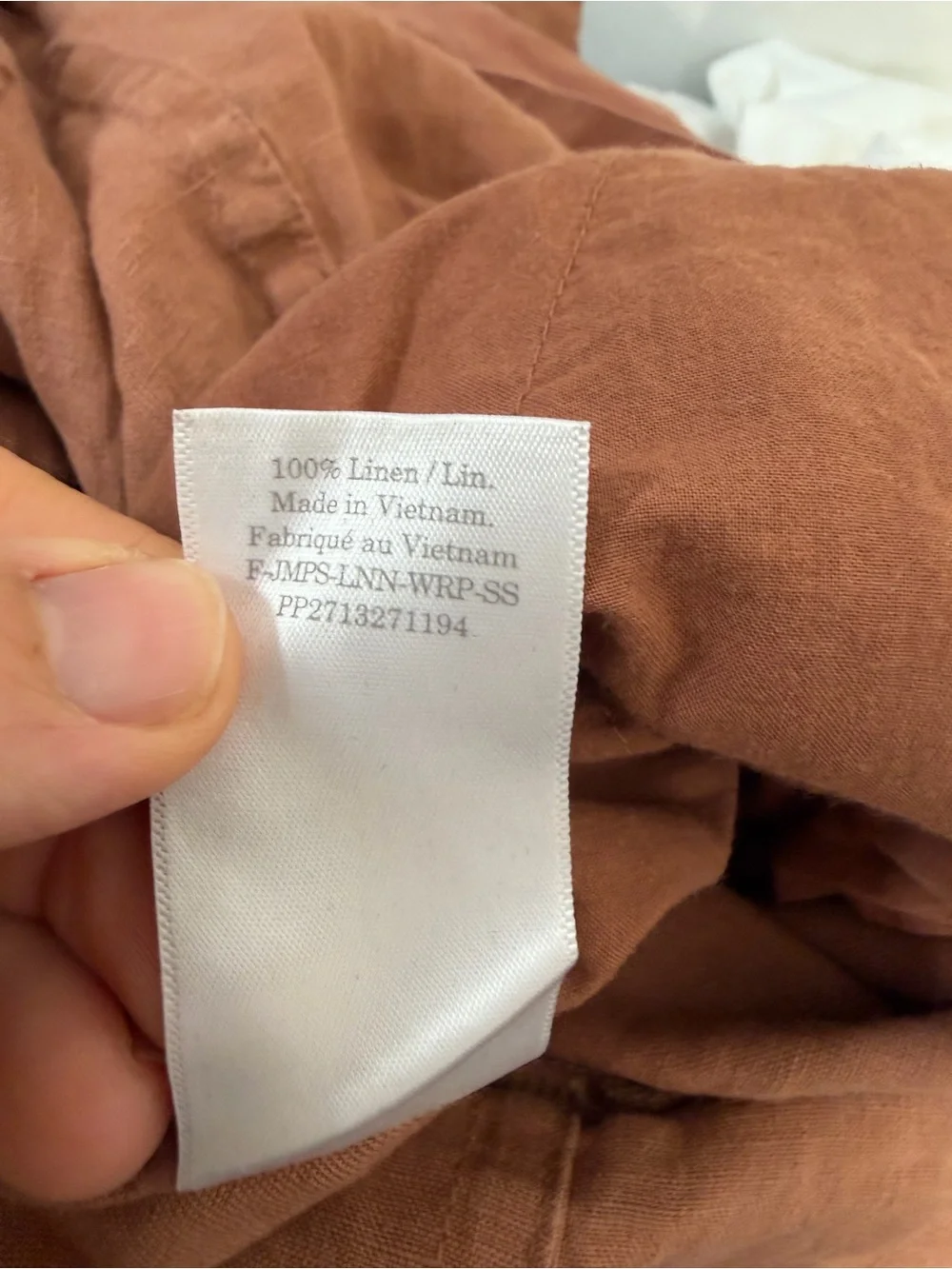 Everlane European Flax Linen Wide Leg Wrap Clay Brown Belted Jumpsuit 10 Summer